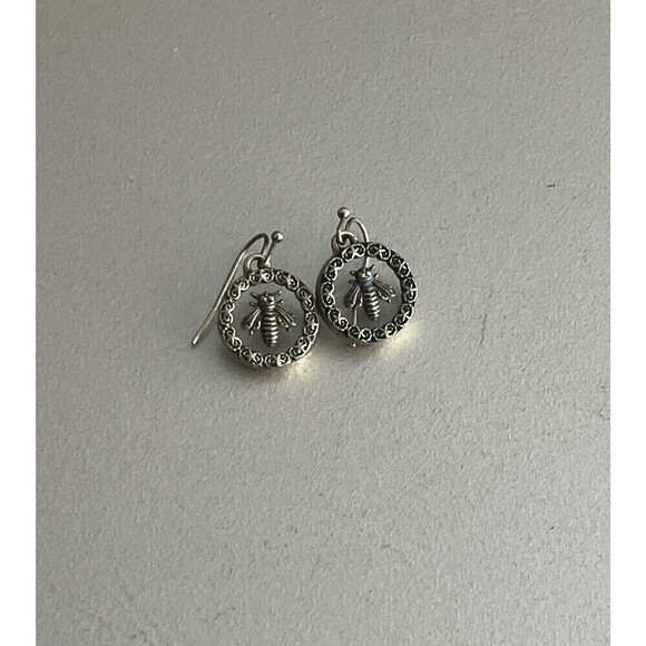 Jewelry - Antique Goldtone Round Floating Bee Dangle Earrings